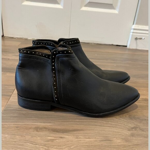 Vero Cuoio Black Leather Side Zipper Ankle Boots Women’s Size 37 - Picture 1 of 11